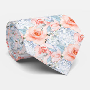 PixDezines Blush Rosen Eisblaue Hortensien  Krawatte