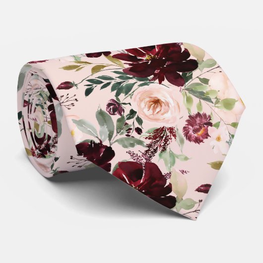 PixDezines Blush Rot Wasserfarbe Blumen DIY Farbe Krawatte (Gerollt)