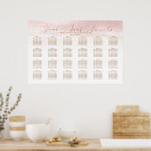 PixDezines Blush Shoreline+Rose Gold Seating Chart Poster (Küche)