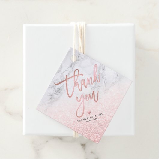 PixDezines Blush Snow Bokeh+Marble Vielen Dank Geschenkanhänger (Beispiel)