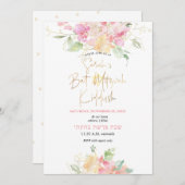 PixDezines Blush Sweetpeas Watercolor Bat Mitzvah Einladung (Vorne/Hinten)