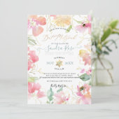 PixDezines Blush Sweetpeas Watercolor Bat Mitzvah Einladung (Stehend Vorderseite)