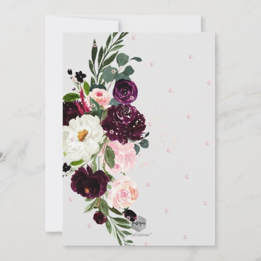 PixDezines Blush Wasserfarbe Blume Mitzvah Einladung (Rückseite)