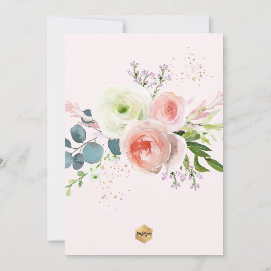 PixDezines Blush Wasserfarbe Peonies Taufe Einladung (Rückseite)