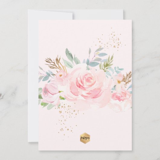 PixDezines Blush Wasserfarbe Rose Taufe Einladung (Rückseite)