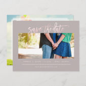 PixDezines BlushFaux Rose Gold Modernes Pinselskri Ankündigungspostkarte (Vorne/Hinten)