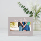 PixDezines BlushFaux Rose Gold Modernes Pinselskri Ankündigungspostkarte (Stehend Vorderseite)