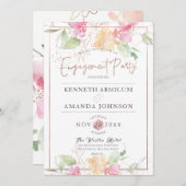 PixDezines Blushing Romance, Aquarellfarben-Blume Einladung (Vorne/Hinten)