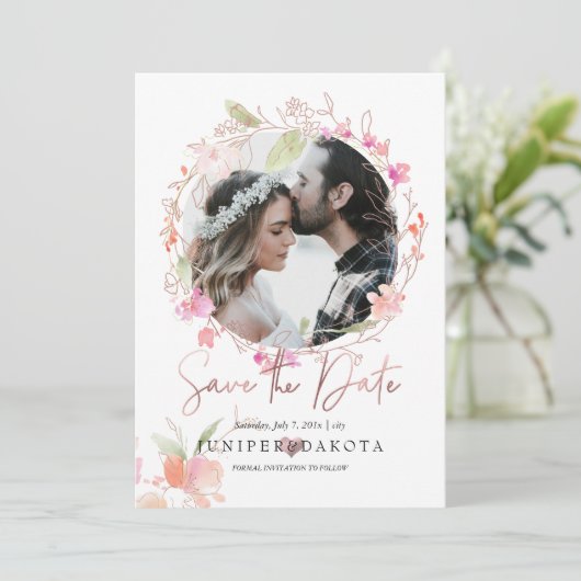 PixDezines Blushing Romance Wavercolor Blume Einladung (Stehend Vorderseite)