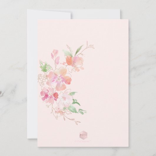 PixDezines Blushing Romance Wavercolor Blume Einladung (Rückseite)