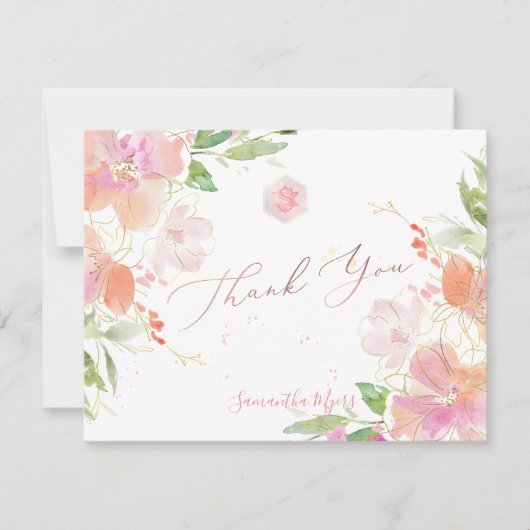 PixDezines Blushing Sweetpea Mitzvah Danke ✡ RSVP Karte (Vorderseite)