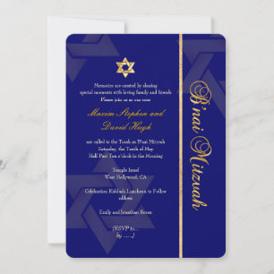 PixDezines Bnai Mitzvah/dunkelblau/gold/göttliche  Einladung