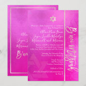 PixDezines B'Nei Mitzvah, Blush+Pink Einladung (Vorne/Hinten)