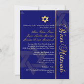 PixDezines B'Nei Mitzvah, Gold+DIY Blue Einladung (Vorderseite)