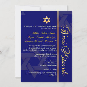 PixDezines B'Nei Mitzvah, Gold+DIY Blue Einladung