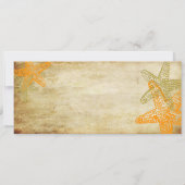 PixDezines Boarding Pass+Beach+Orange Starfish Einladung (Rückseite)