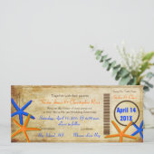PixDezines Boarding Pass+Beach Wedding Einladungen (Stehend Vorderseite)