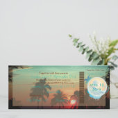 PixDezines Boarding Pass hawaii Sonnenuntergang Einladung (Stehend Vorderseite)