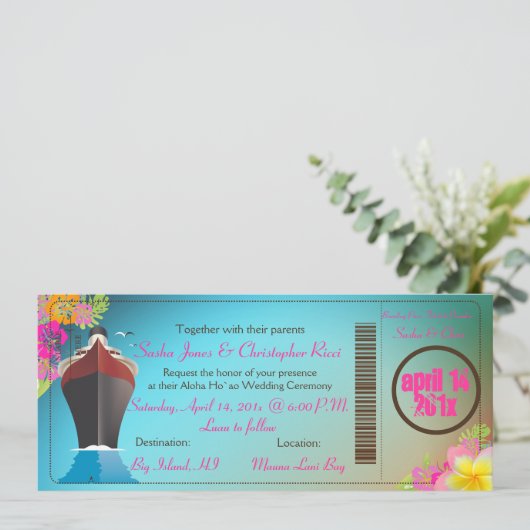 PixDezines Boarding Pass/Liebe Schiff/Kreuzfahrtsc Einladung (Stehend Vorderseite)