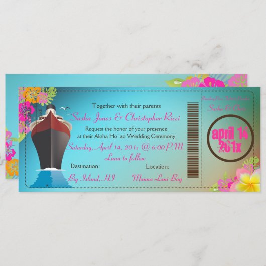 PixDezines Boarding Pass/Liebe Schiff/Kreuzfahrtsc Einladung (Vorne/Hinten)