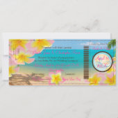 PixDezines BOARDING PASS+PINK PLUMERIA+STRAND Einladung (Vorderseite)