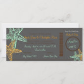 PixDezines Boarding Pass+Starfish+Beach Hochzeit Einladung (Vorderseite)
