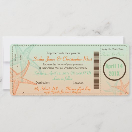 PixDezines Boarding Pass+Starfish Einladung (Vorderseite)