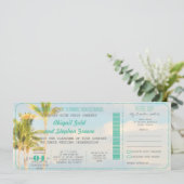 PixDezines Boarding Pass+Vintage Hochzeit am Stran Einladung (Stehend Vorderseite)
