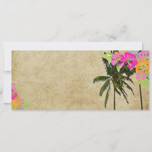 PixDezines Boarding Pass/Vintagen Zwillingspalmen Einladung (Rückseite)