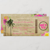 PixDezines Boarding Pass/Vintagen Zwillingspalmen Einladung (Vorne/Hinten)