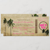 PixDezines Boarding Pass/Vintagen Zwillingspalmen Einladung (Vorne/Hinten)