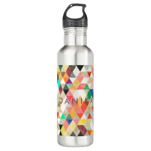 PixDezines Boho Aquarell geometrisch/Dreiecke Trinkflasche