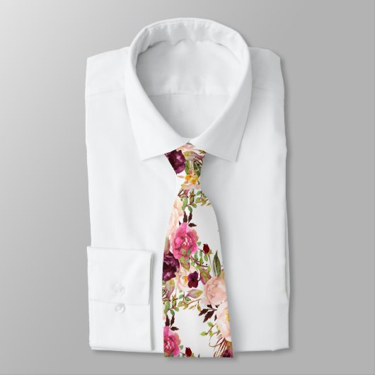 PixDezines Boho Blush Burgundy Blume Krawatte (Gebunden)