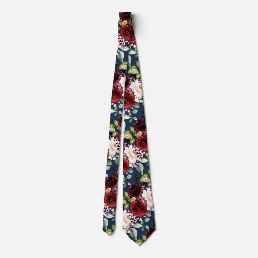 PixDezines Boho Blush Burgundy Blume Krawatte (Rückseite)