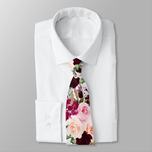 PixDezines Boho Blush Burgundy Blume Krawatte (Gebunden)