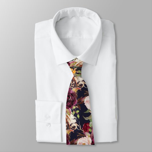 PixDezines Boho Blush Burgundy Blume Krawatte (Gebunden)