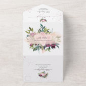 PixDezines Boho Burgundy Pink Peonies All In One Einladung (Außenbereich)