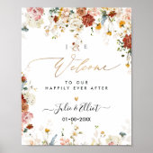 PixDezines Boho Fall Garden Blume Begrüßung Zeiche Poster (Vorne)