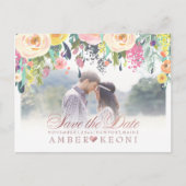 PixDezines Boho Floral Save the Date/FauxRose Gold Ankündigungspostkarte (Vorderseite)
