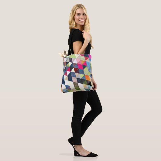 PixDezines Boho Geometric / Dreiecke Muster Tasche (Am Model)