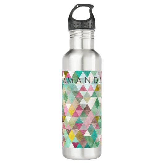PixDezines Boho Geometrie / Dreiecke Muster Trinkflasche (Vorderseite)