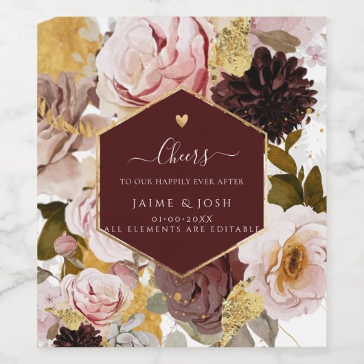 PixDezines Boho H2 Fall Garden Blume Napkins Wi Weinetikett (Einzelnes Label)