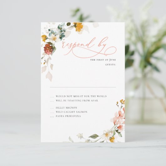 PixDezines Boho H2 Fall Garden Blume UAWG RSVP Karte (Stehend Vorderseite)