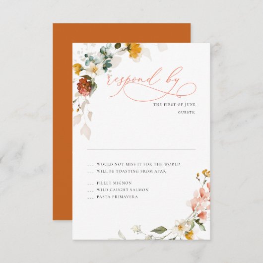 PixDezines Boho H2 Fall Garden Blume UAWG RSVP Karte (Vorne/Hinten)