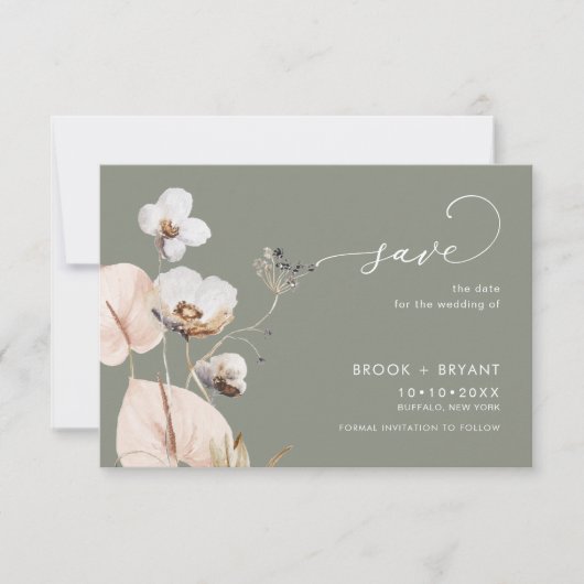 PixDezines Boho H2 Wilde Blume Save The Date (Vorderseite)