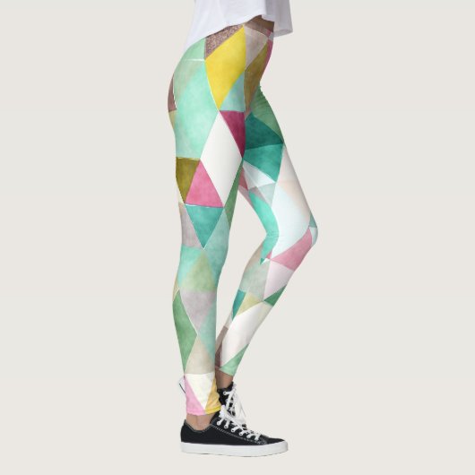 PixDezines Boho Wasserfarbe Geometric/Jade Leggings (Rechts)