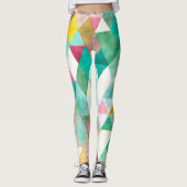 PixDezines Boho Wasserfarbe Geometric/Jade Leggings (Vorderseite)