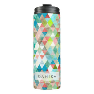 PixDezines Boho Wasserfarbe Geometrische/Dreiecke Thermosbecher