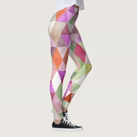 PixDezines Boho Wasserfarben Geometric/Dreiecke Leggings (Rechts)