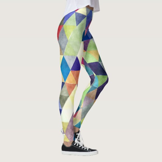 PixDezines Boho Wasserfarben Geometric/Dreiecke Leggings (Rechts)